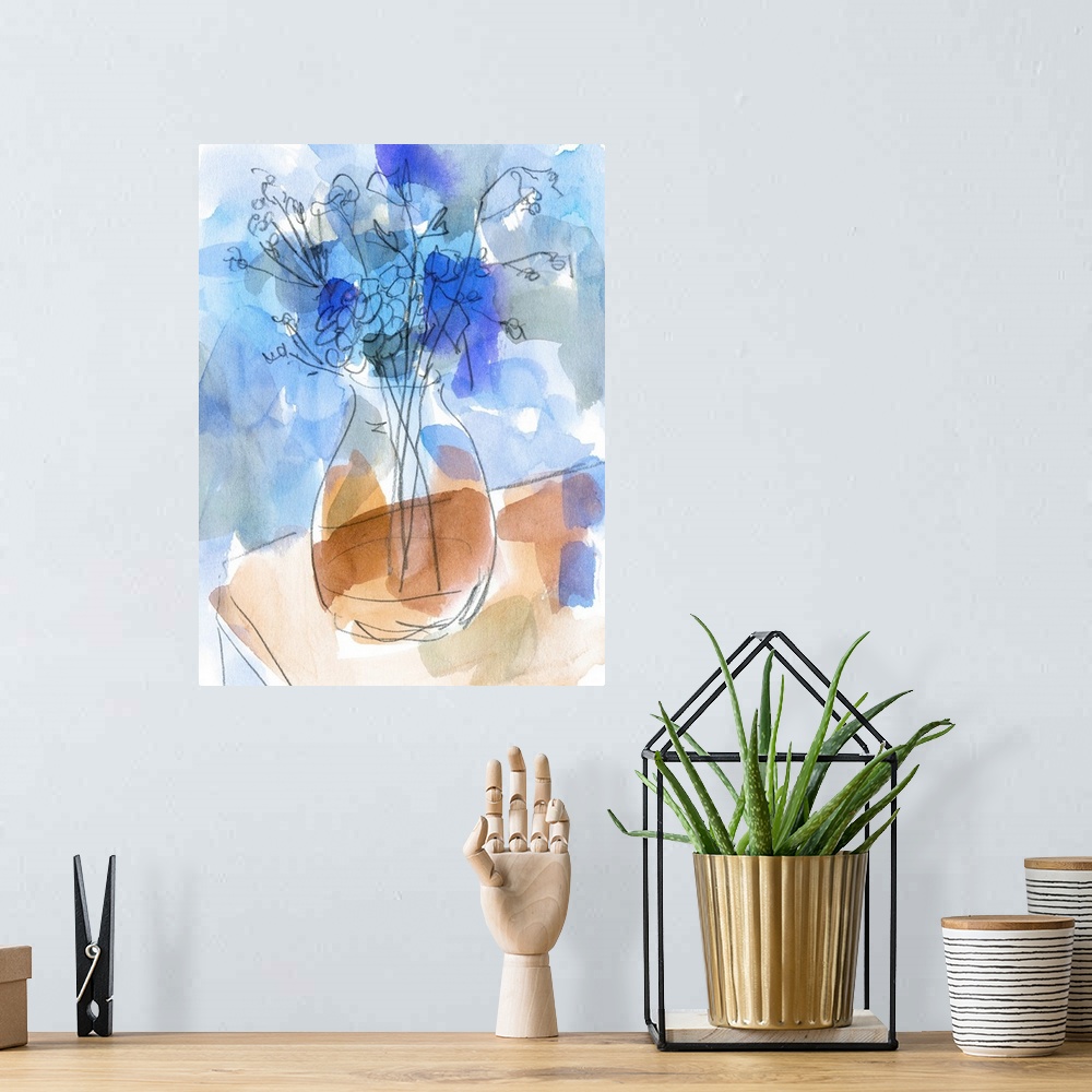 A bohemian room featuring Bunch Of Blue Flowers II