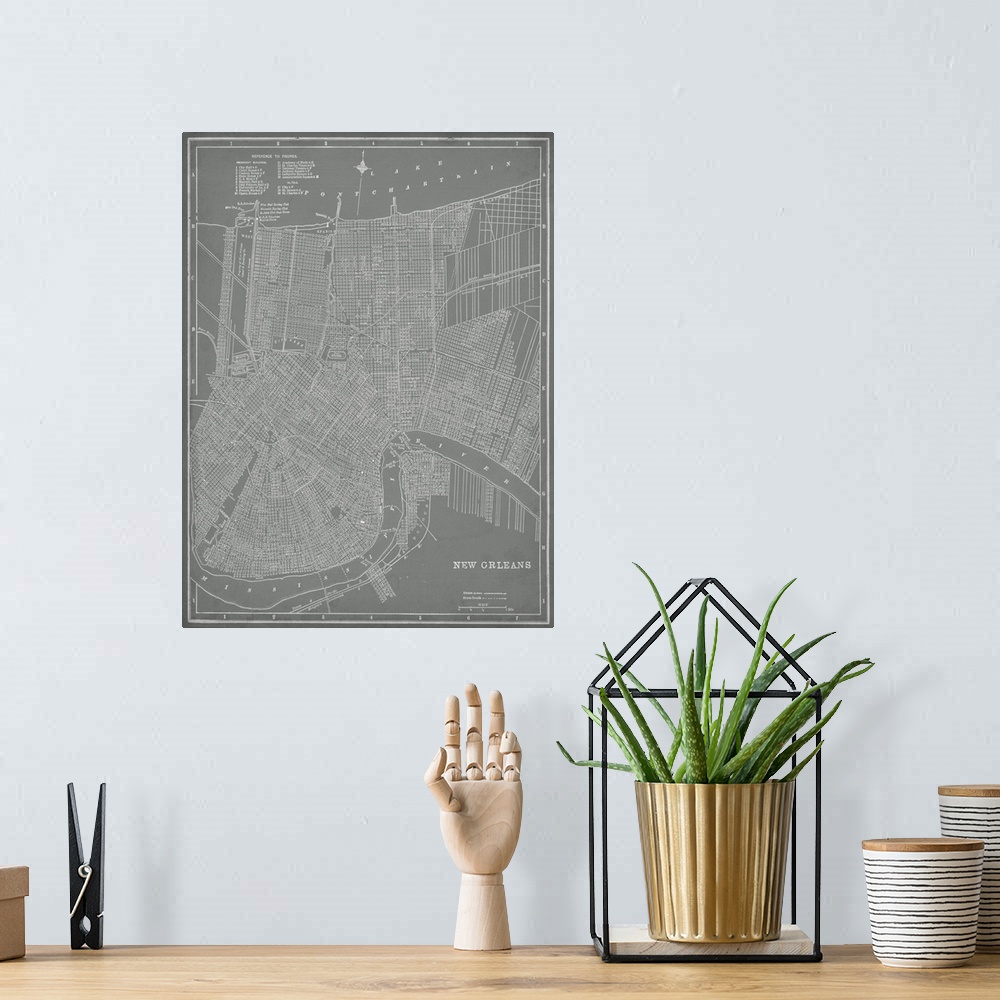 A bohemian room featuring City Map of New Orleans