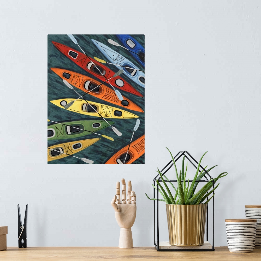A bohemian room featuring Colorful Kayaks II