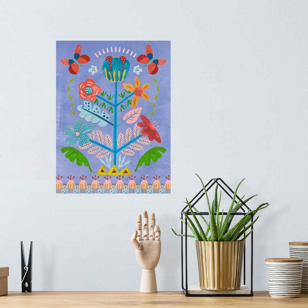 A bohemian room featuring Embroidered Garden I