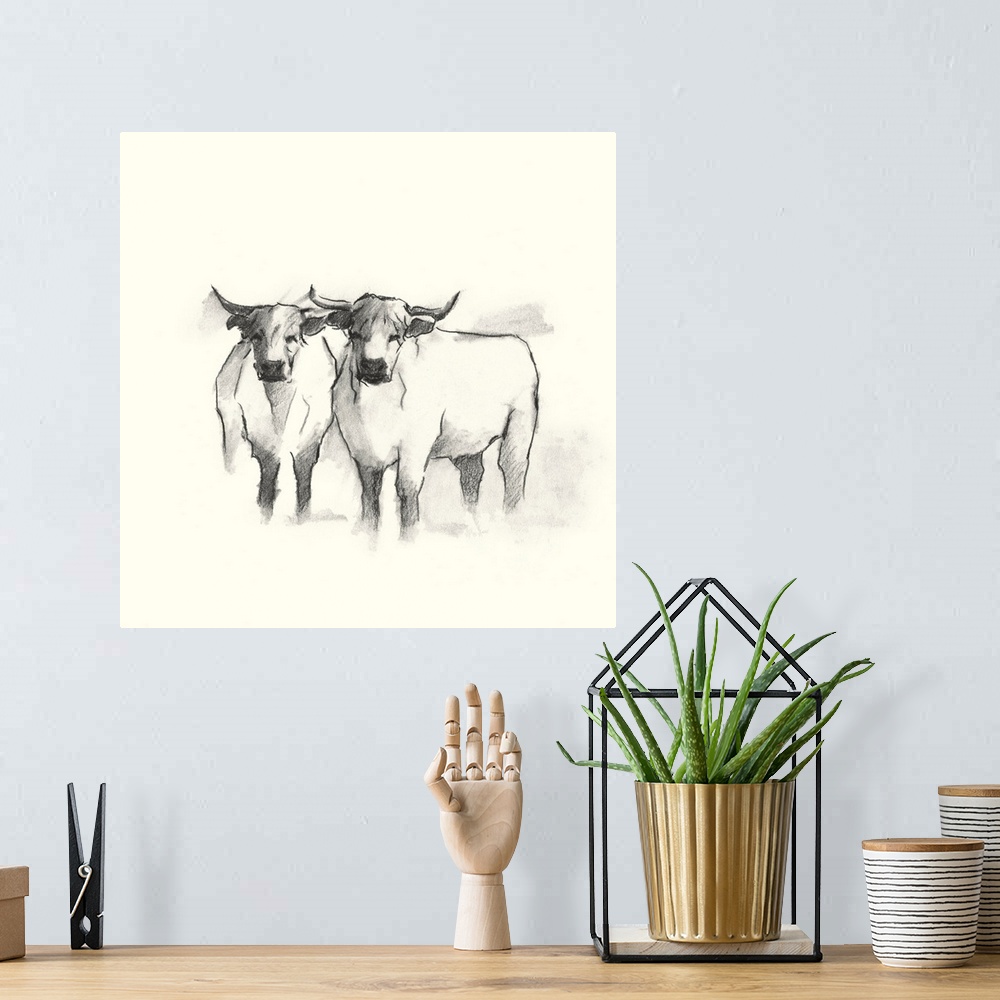 A bohemian room featuring Folksie Highland Cattle II