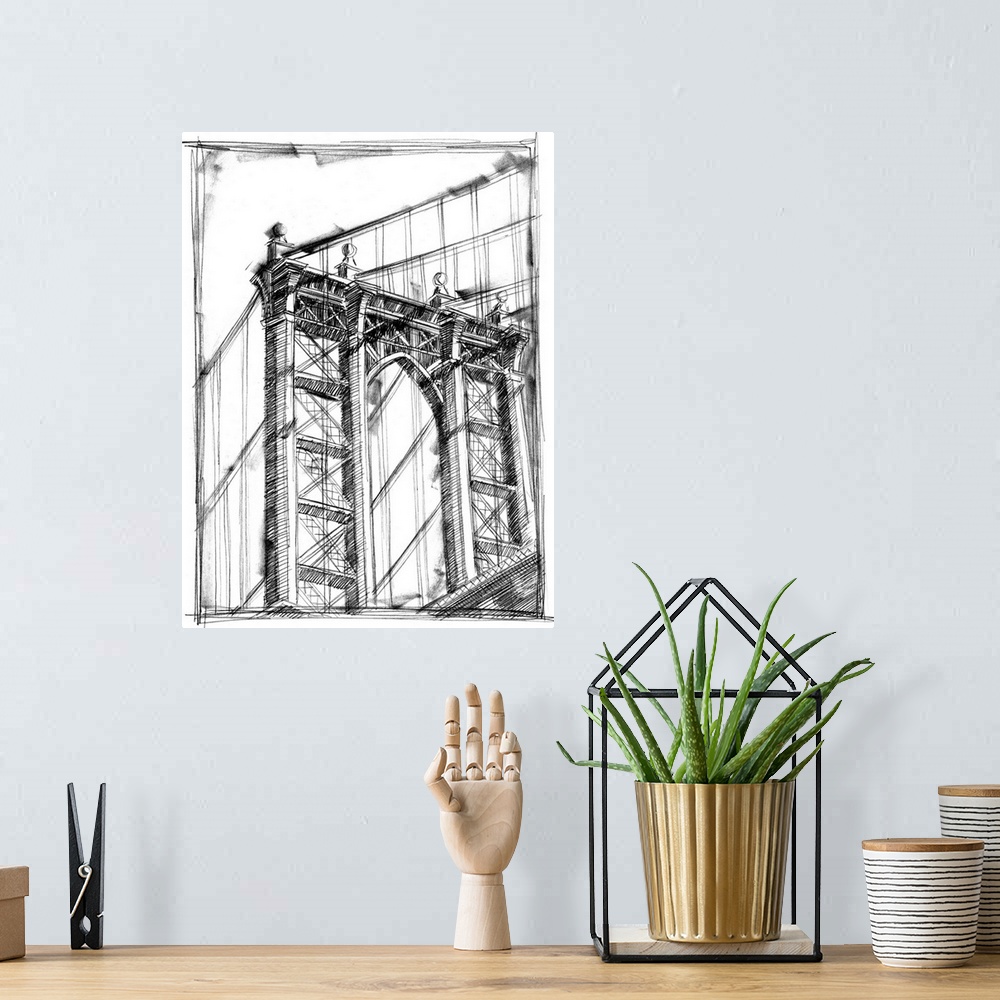 A bohemian room featuring Graphic Architectural Study IV