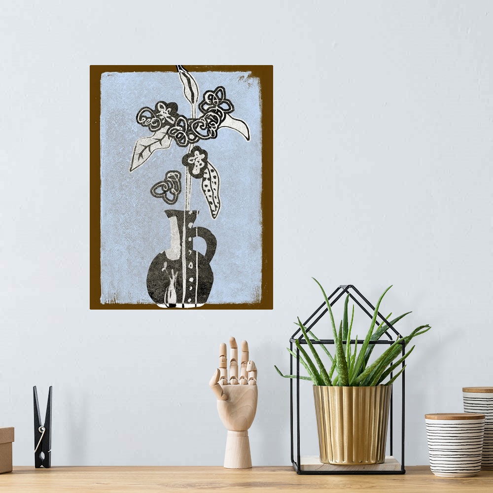 A bohemian room featuring Graphic Flowers In Vase I