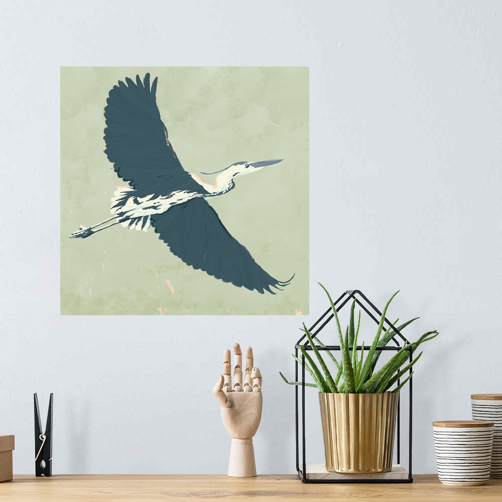 A bohemian room featuring Heron Flying I