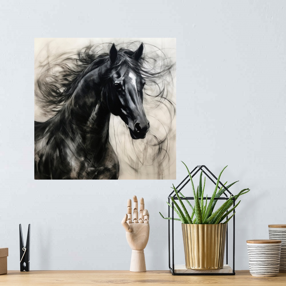 A bohemian room featuring Horse In Expression II