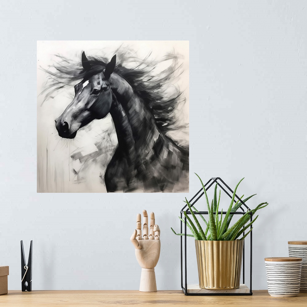 A bohemian room featuring Horse In Expression III