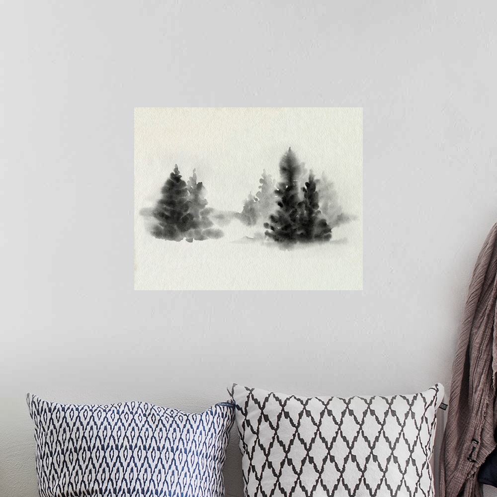 A bohemian room featuring Inked Pine Forest IV