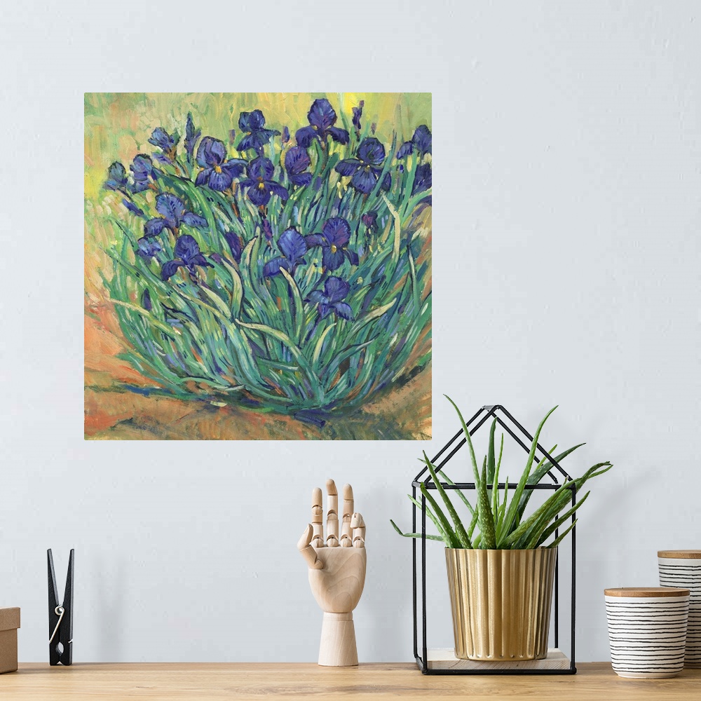 A bohemian room featuring Irises In Bloom I
