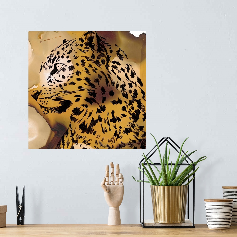 A bohemian room featuring Leopard Portrait I