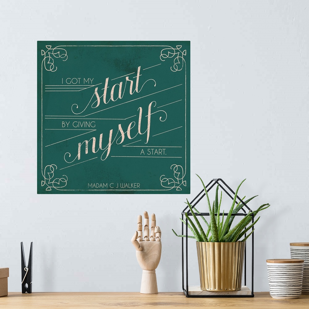 A bohemian room featuring Madam Walker Quote II