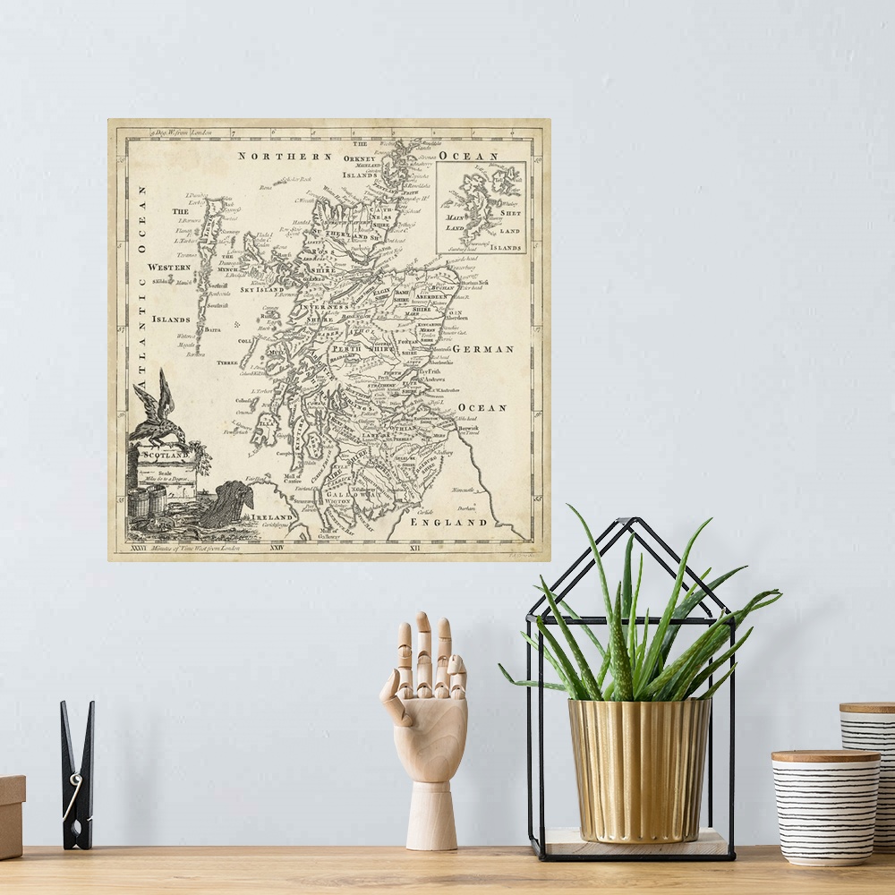 A bohemian room featuring Map of Scotland
