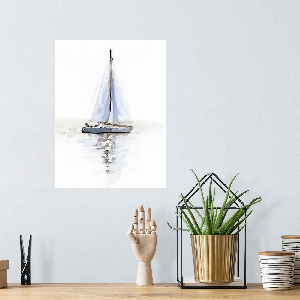 A bohemian room featuring Mirrored Sailboat I