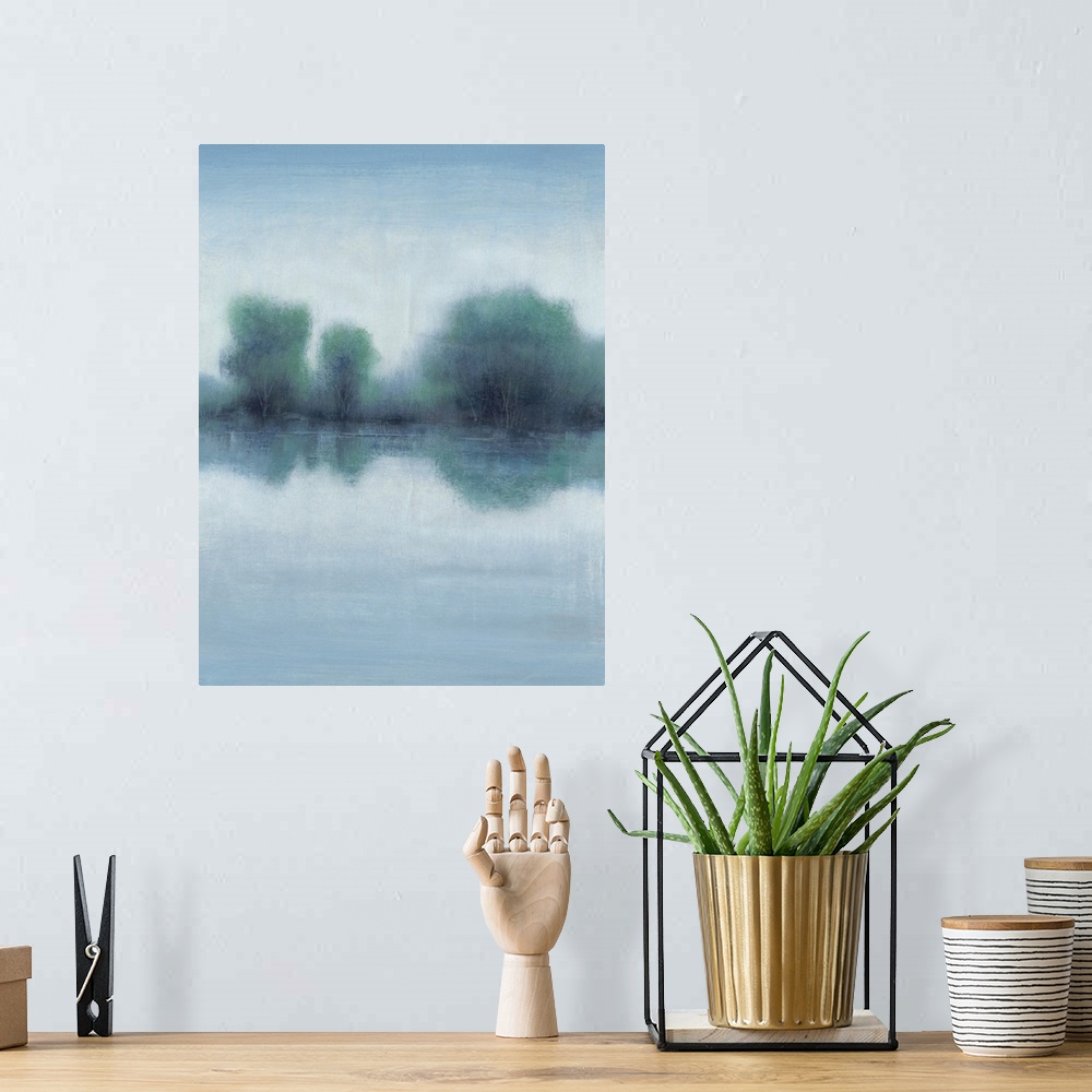 A bohemian room featuring Misty Blue Morning I