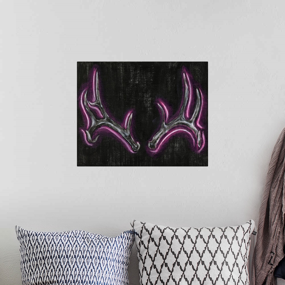 A bohemian room featuring Neon Antlers I
