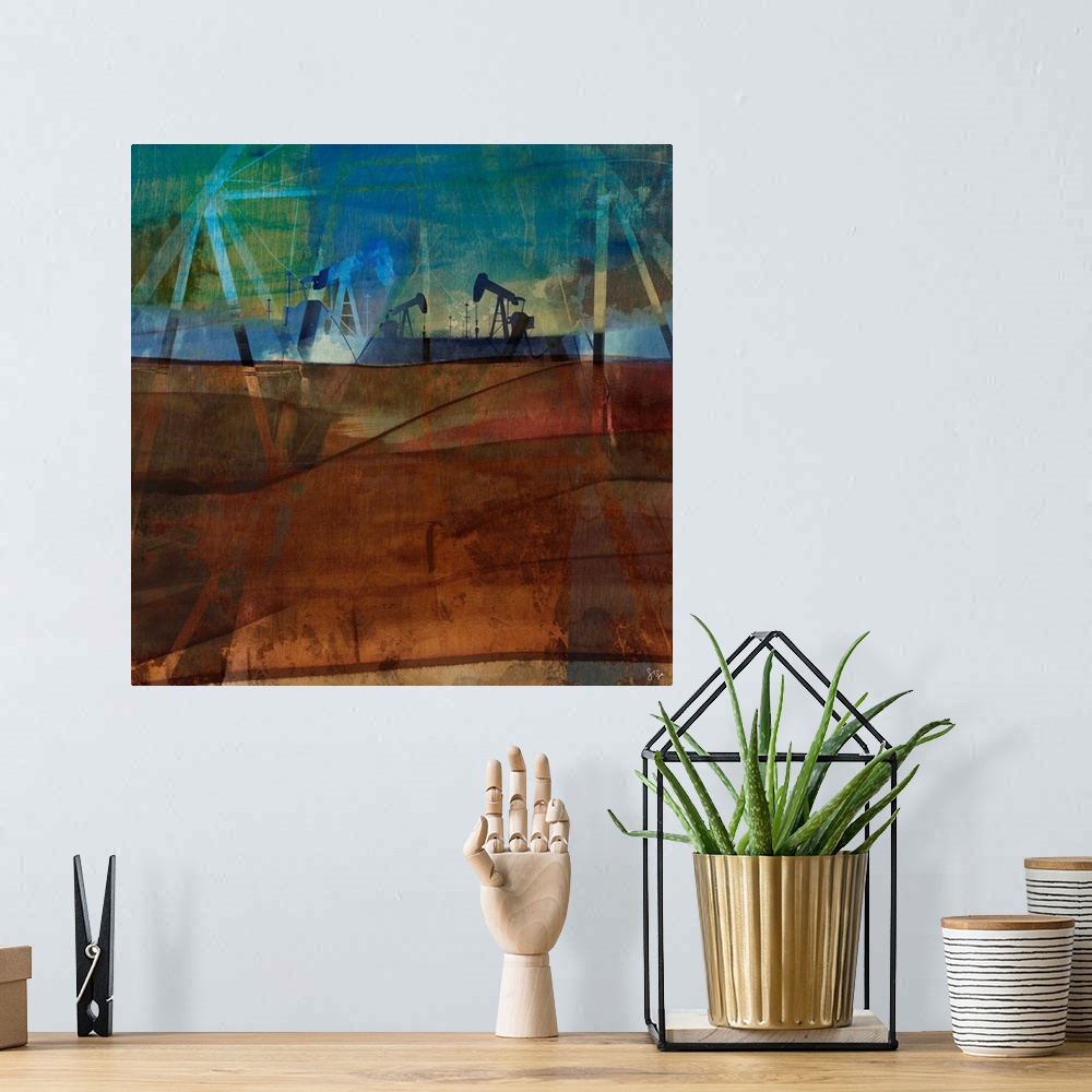 A bohemian room featuring Oil Rig Abstraction II
