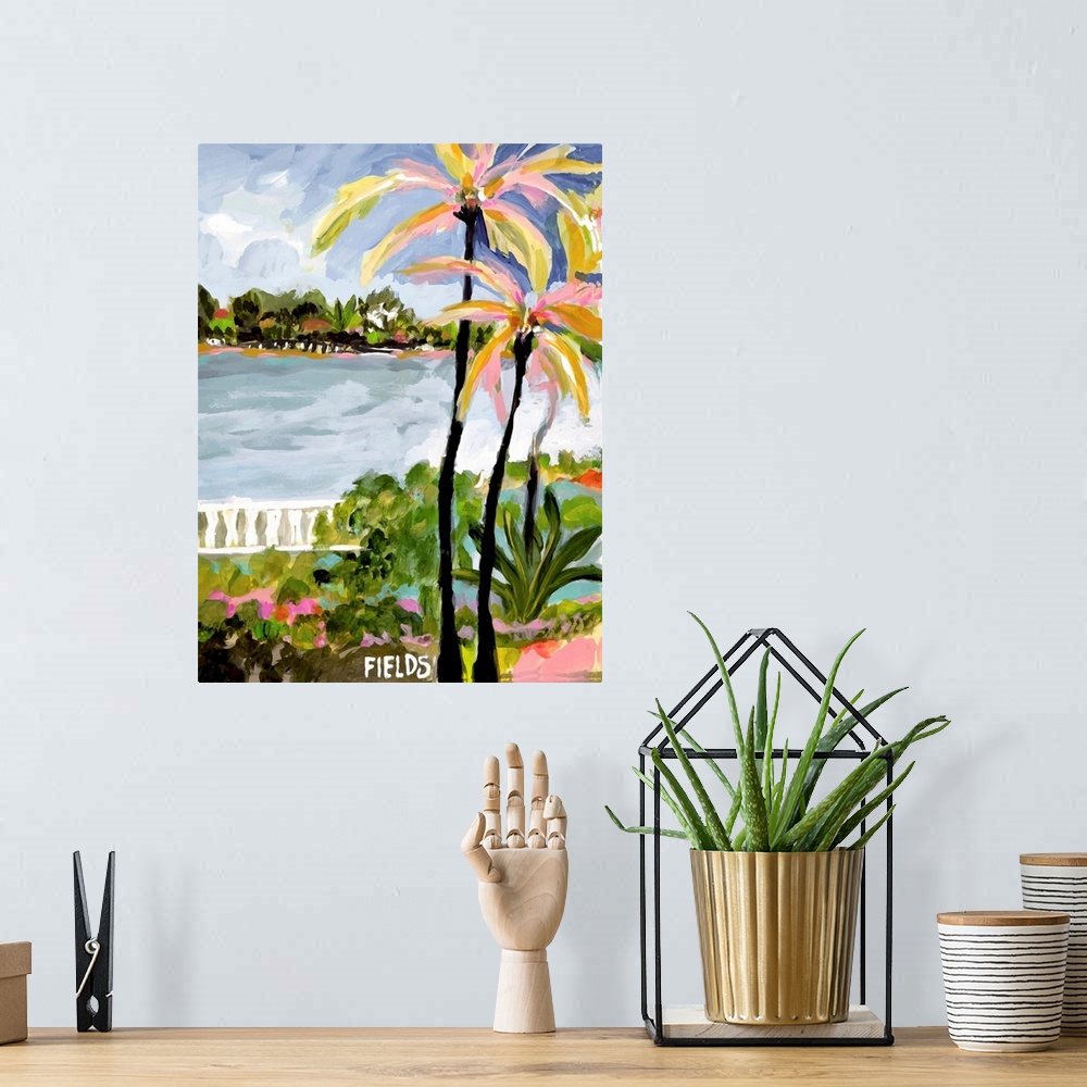 A bohemian room featuring Palm Landscape IV