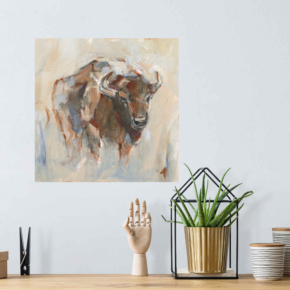 A bohemian room featuring Pastel Bison I