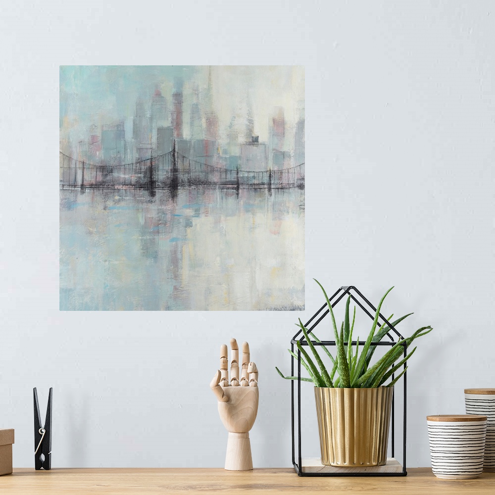 A bohemian room featuring Pastel Cityscape I