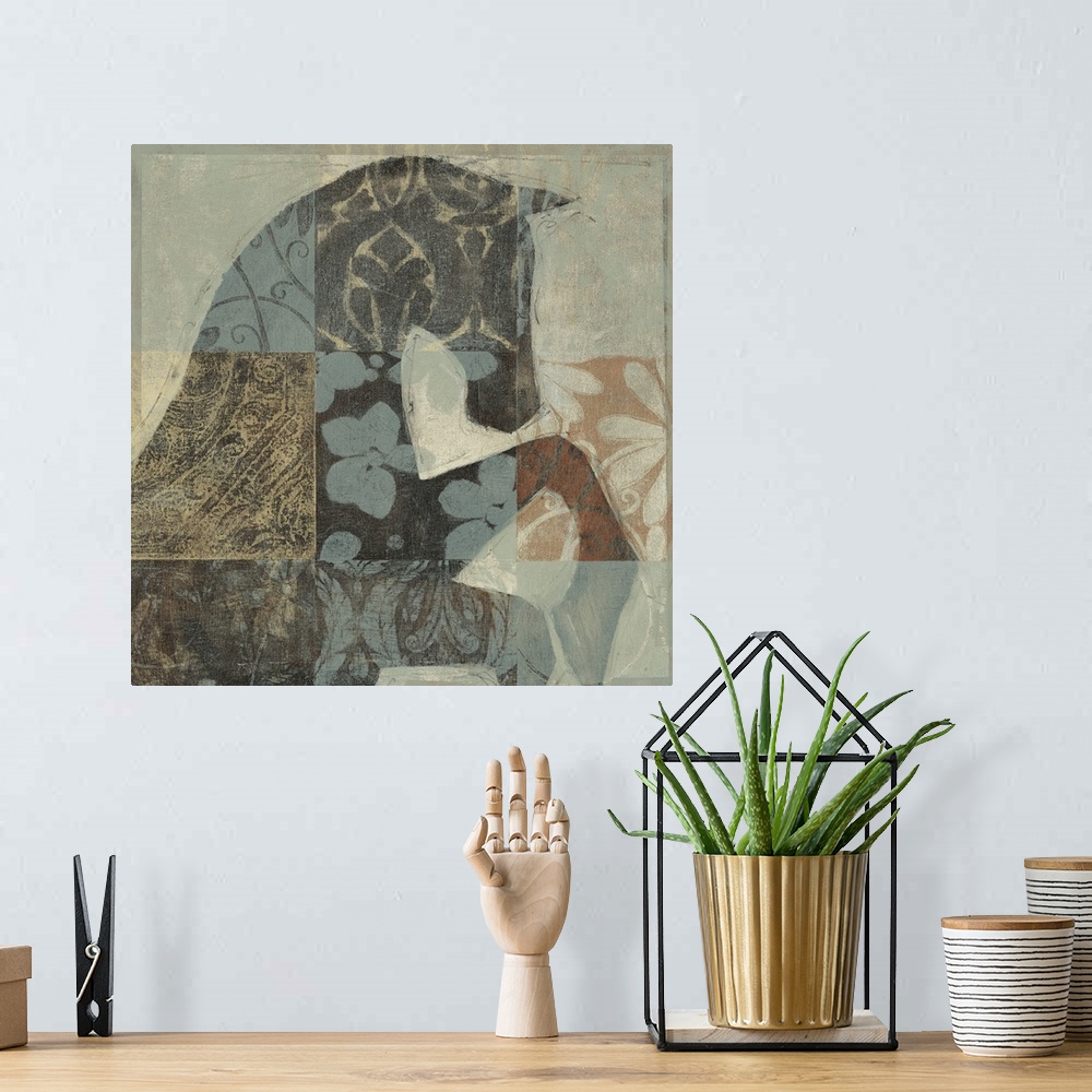 A bohemian room featuring Horse themed rustic home decor artwork.
