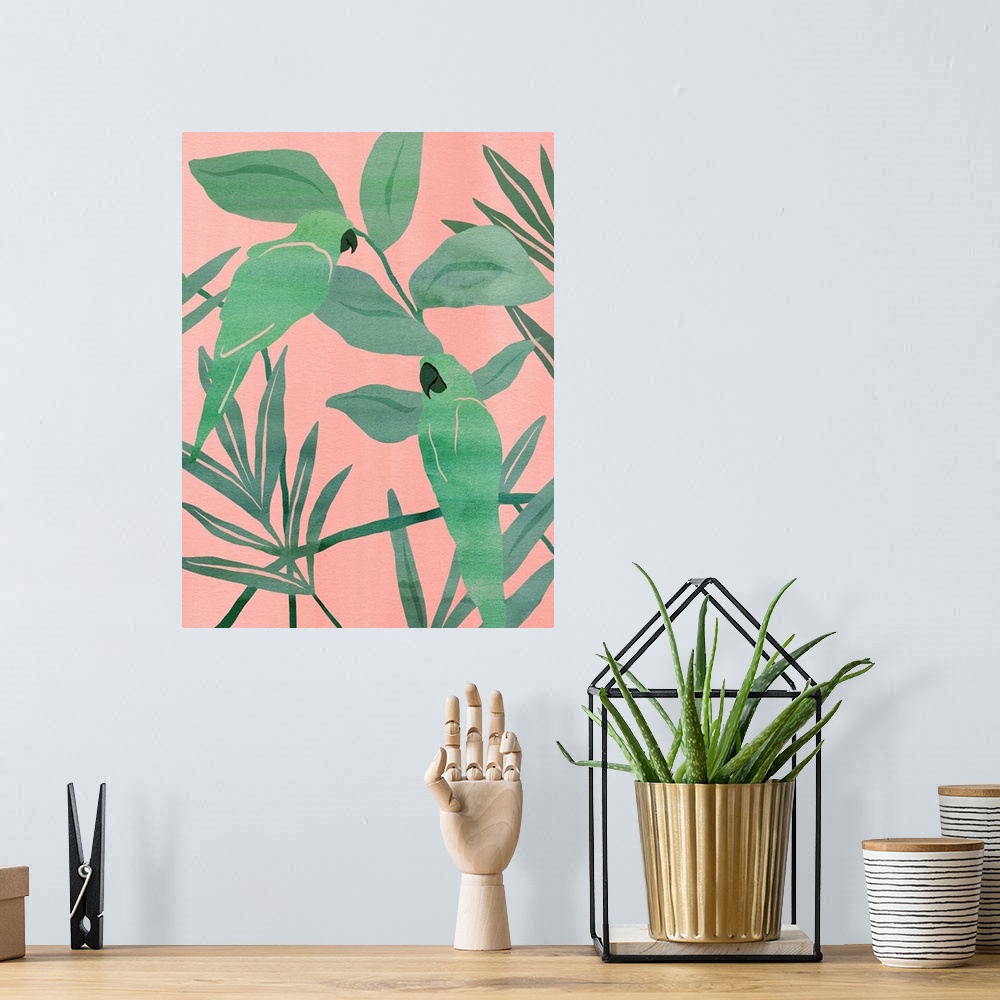 A bohemian room featuring Pink And Green Birds Of Paradise I