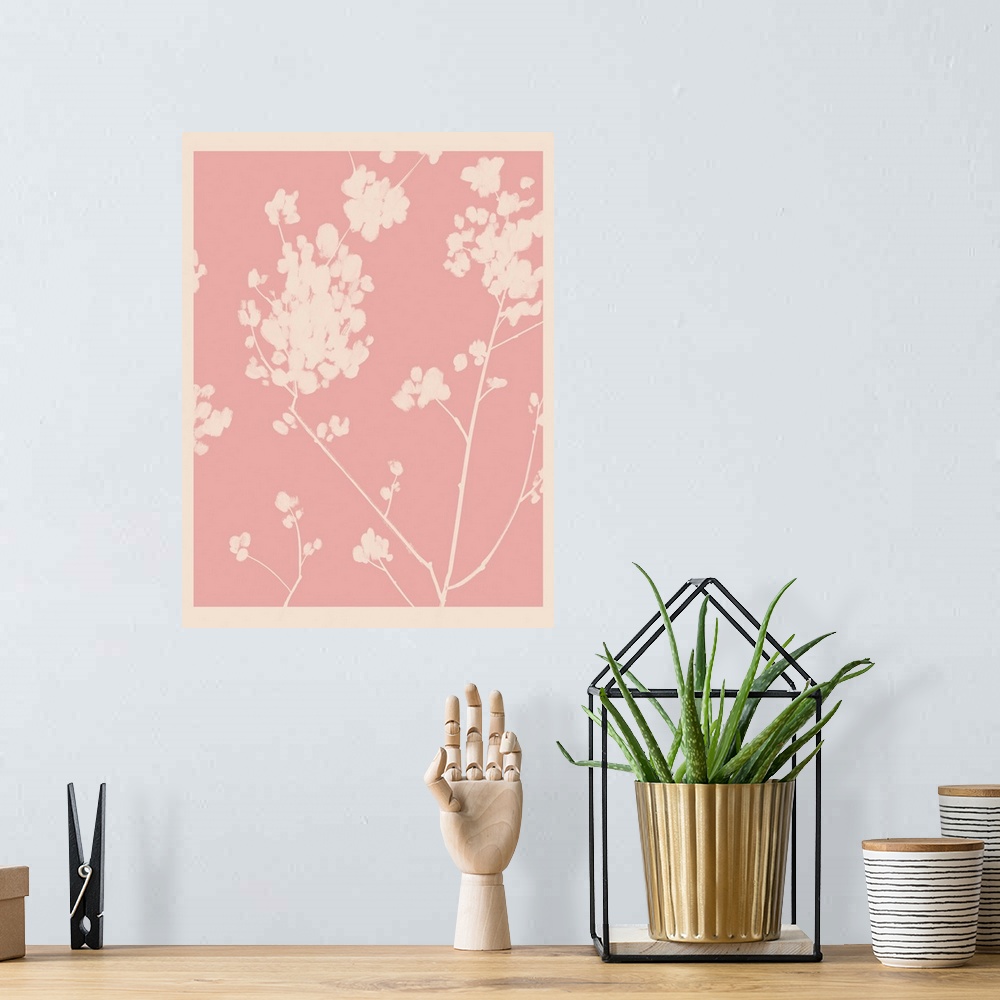 A bohemian room featuring Pink Wildflower Silhouette I