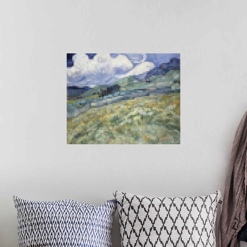 A bohemian room featuring Pixelated Van Gogh Landscape