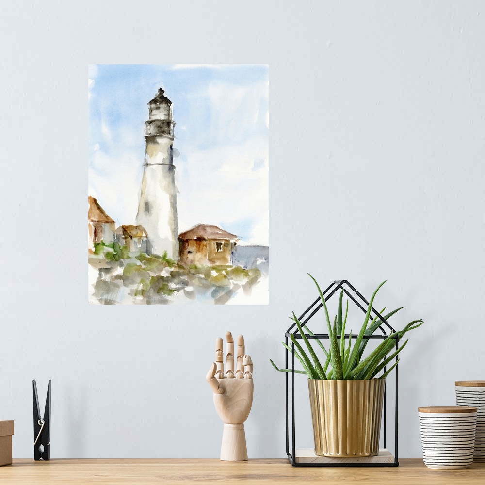 A bohemian room featuring Plein Air Lighthouse Study I