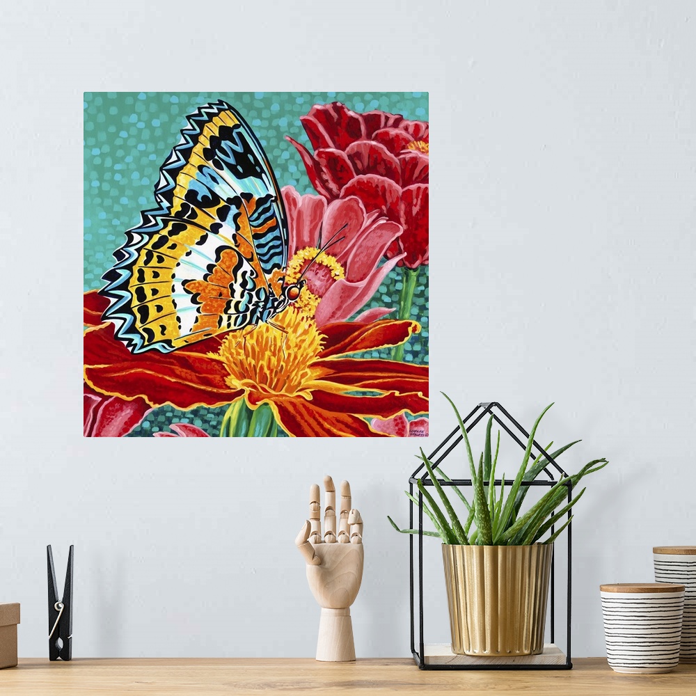 A bohemian room featuring Poised Butterfly I