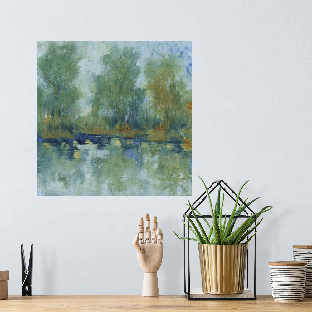A bohemian room featuring Pond Reflection II