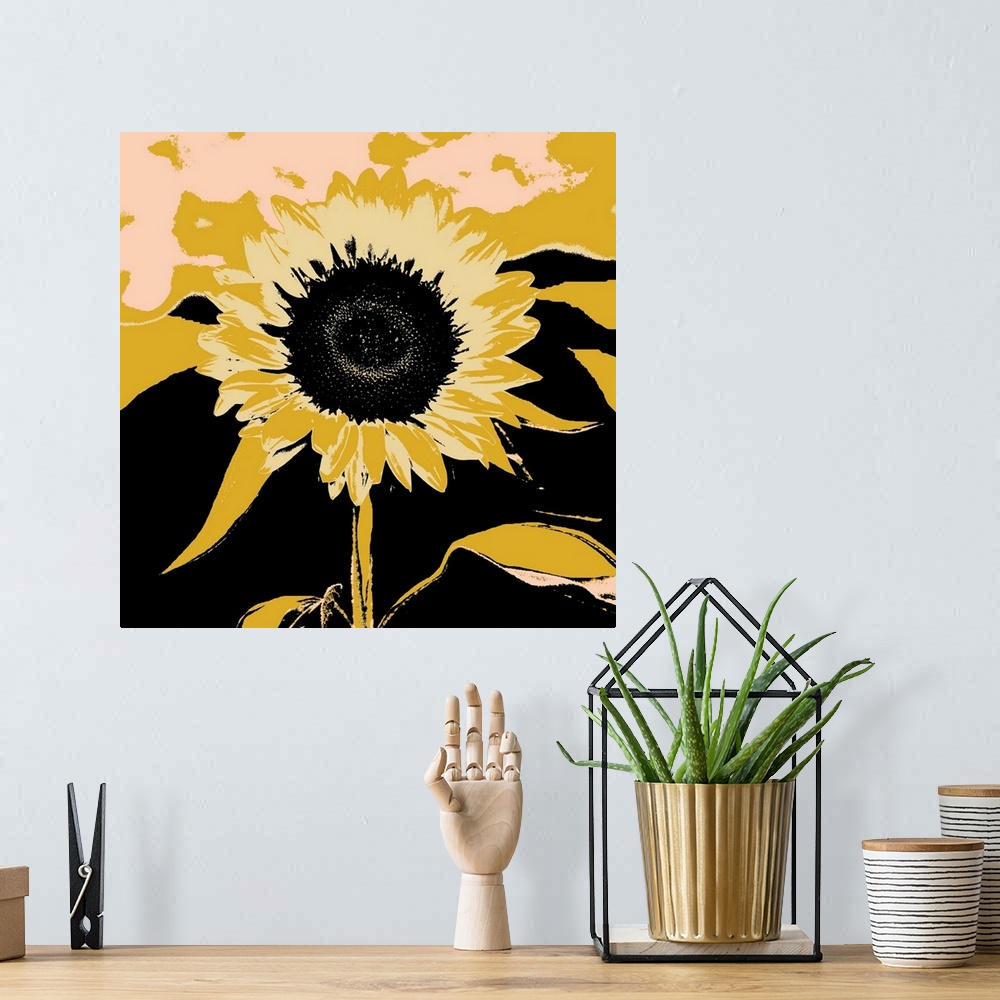 A bohemian room featuring Pop Art Sunflower IV