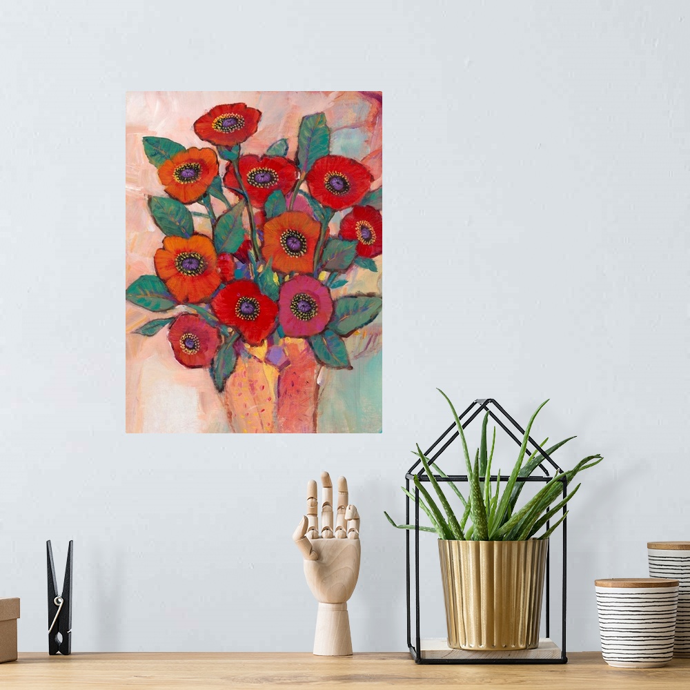 A bohemian room featuring Poppies in a Vase II