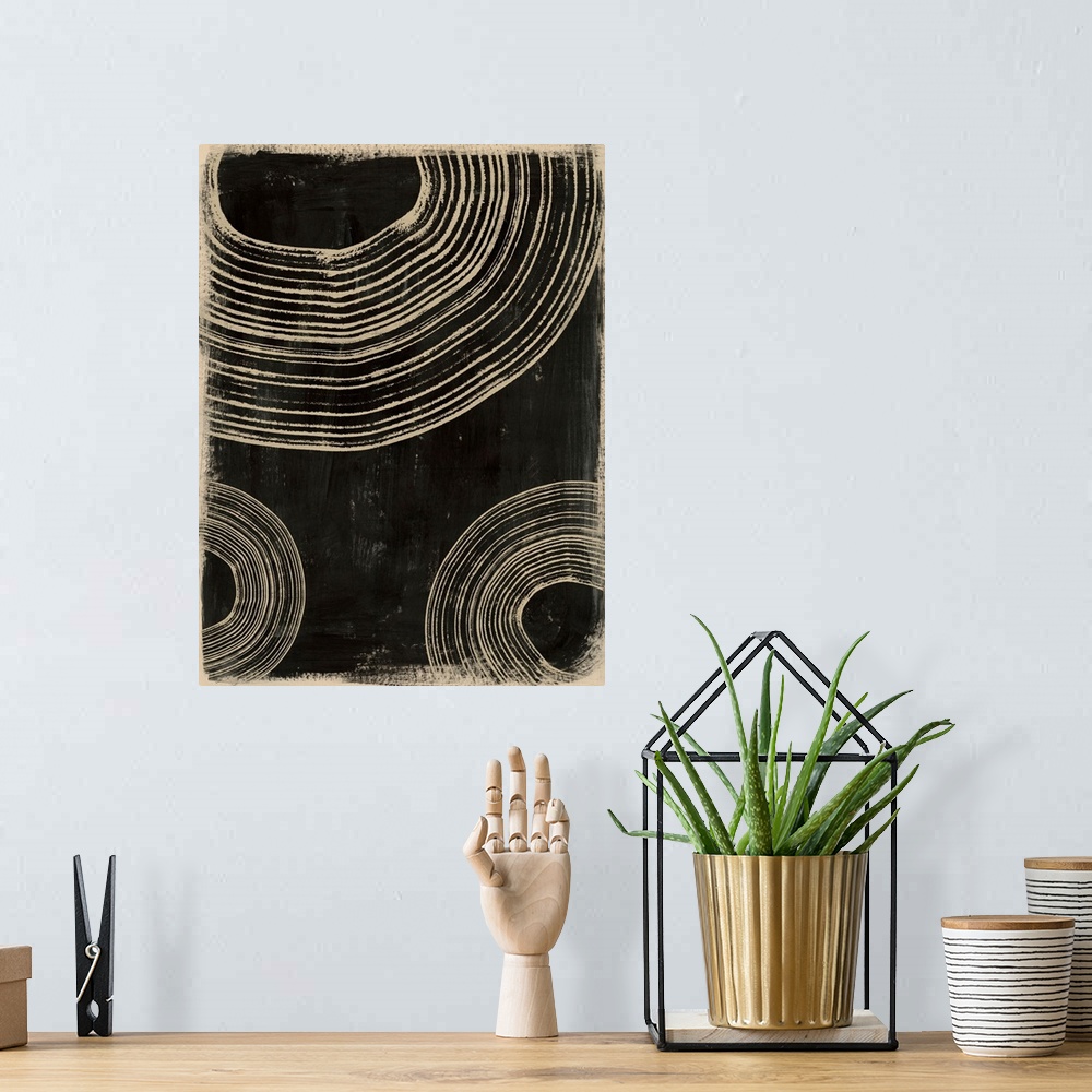 A bohemian room featuring Rings On Charcoal I