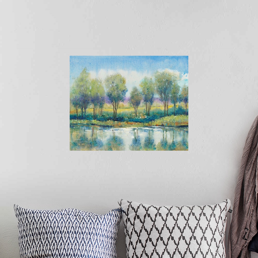 A bohemian room featuring River Reflection I