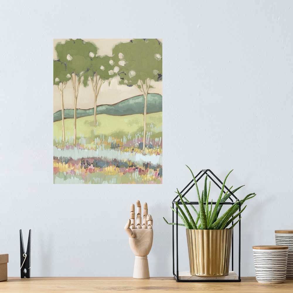 A bohemian room featuring Shades of Trees I