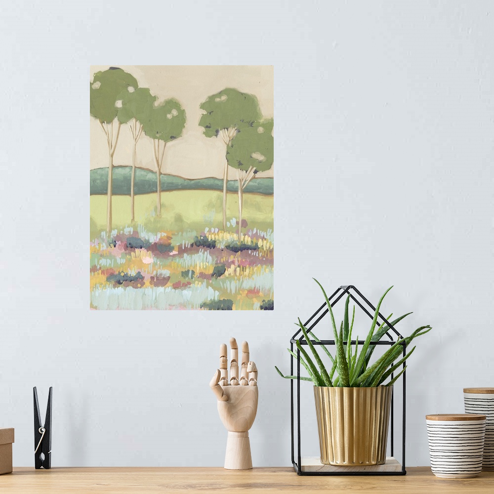 A bohemian room featuring Shades of Trees II