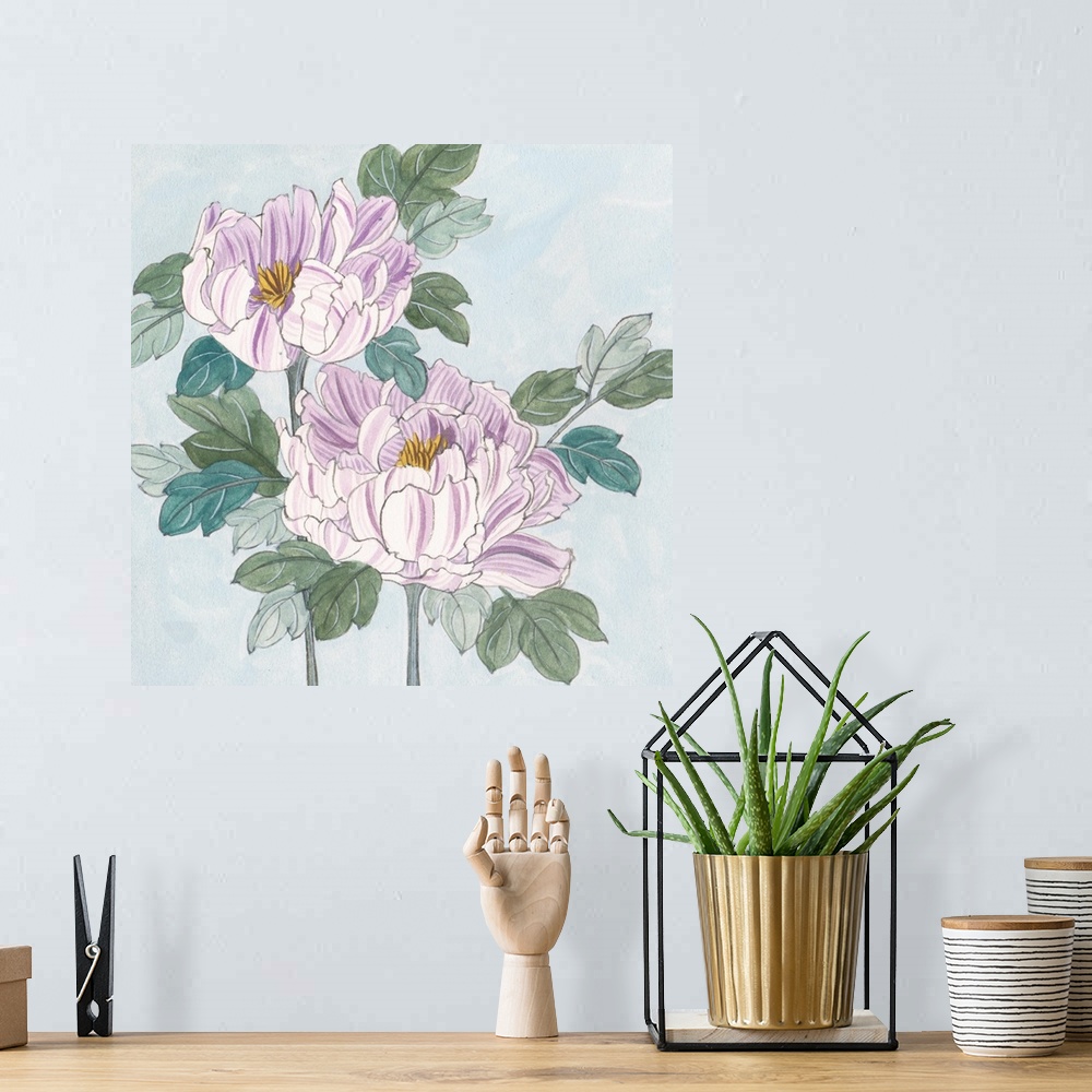 A bohemian room featuring Striped Peonies II