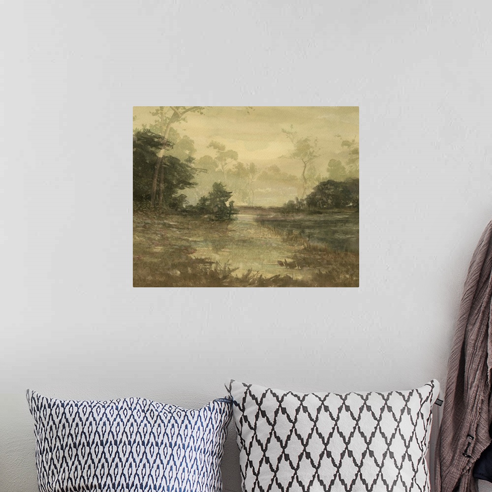 A bohemian room featuring Sunset Pond II