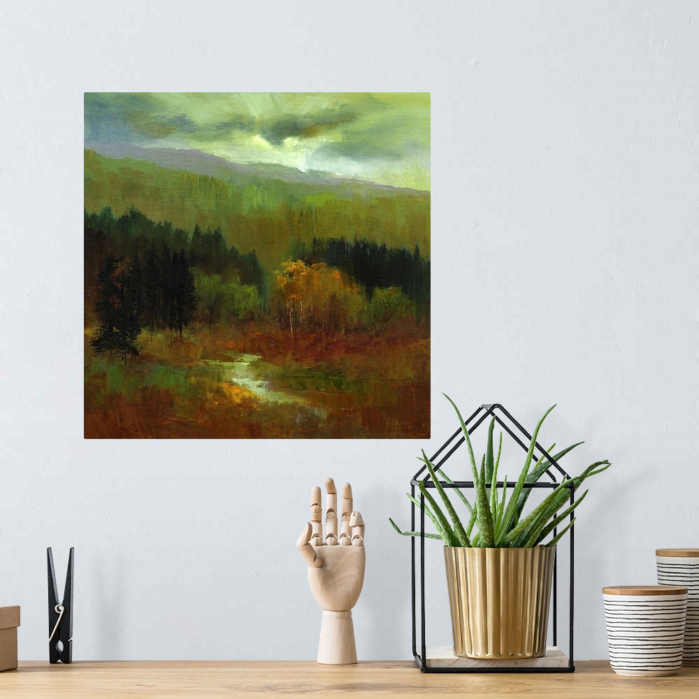 A bohemian room featuring The Autumn Mountains III