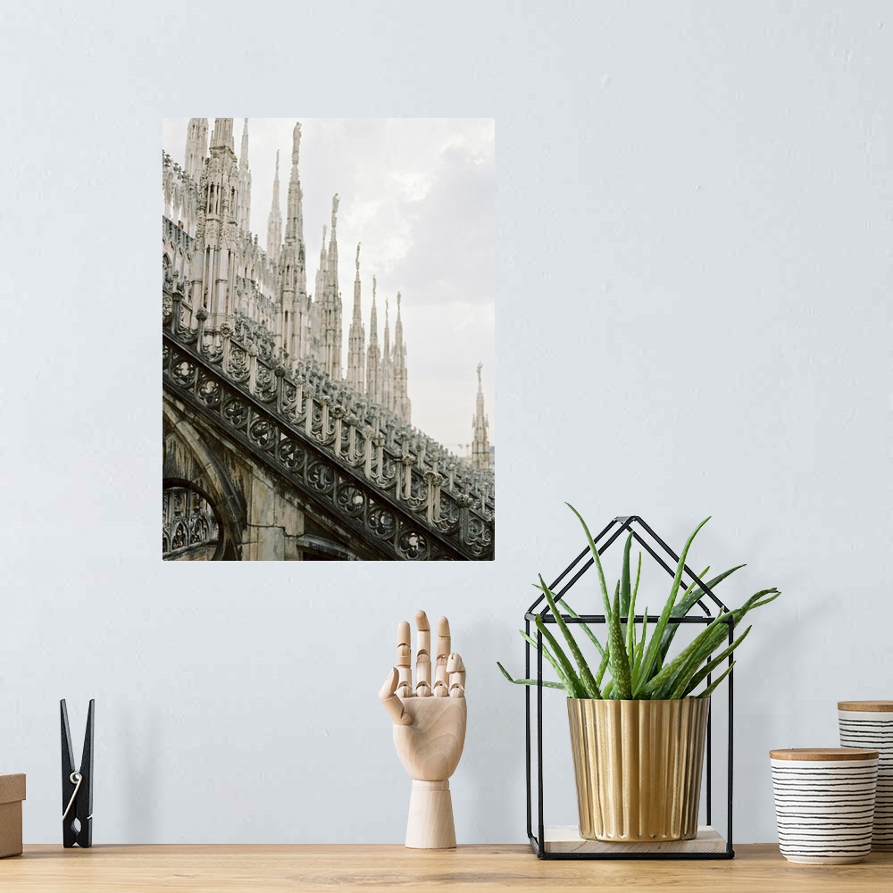 A bohemian room featuring Photograph of the intricate details on the roof of the Duomo Cathedral, Milan, Italy.