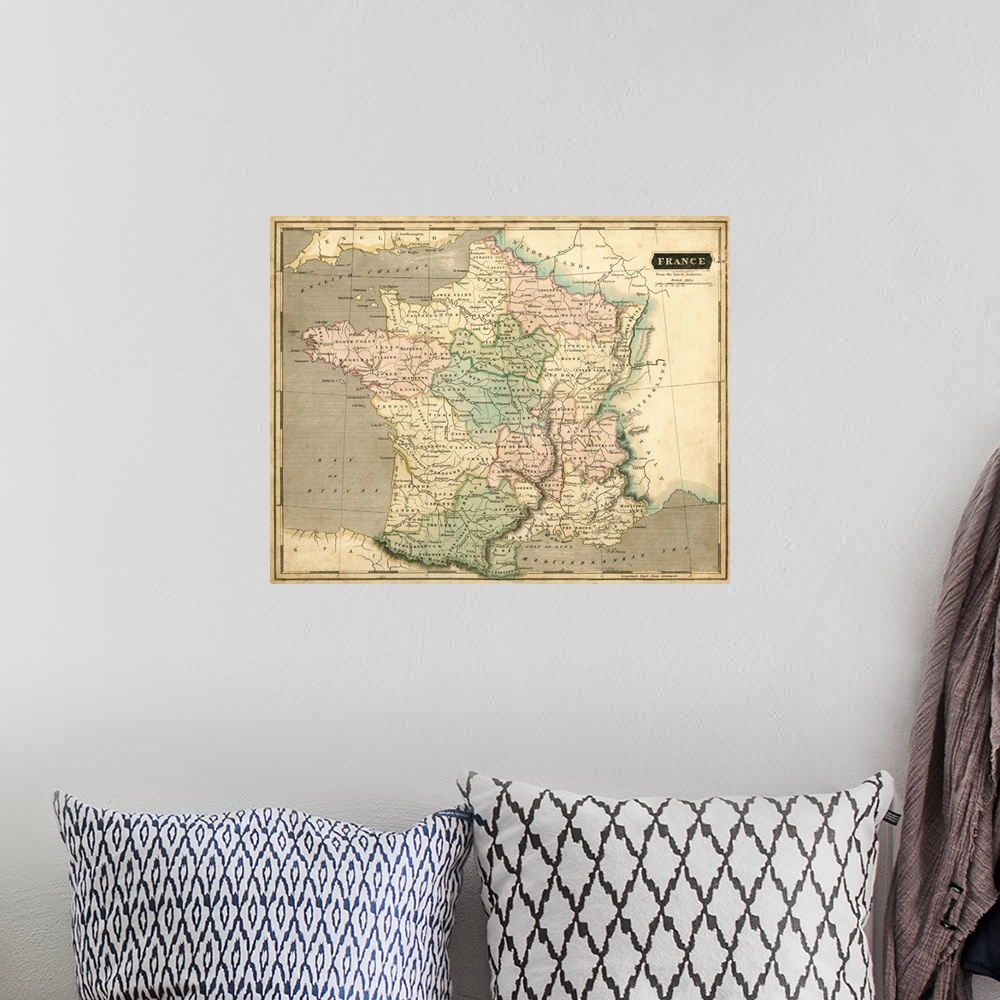 A bohemian room featuring Thomson's Map of France