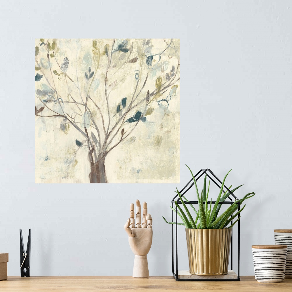 A bohemian room featuring Trees of Blue II