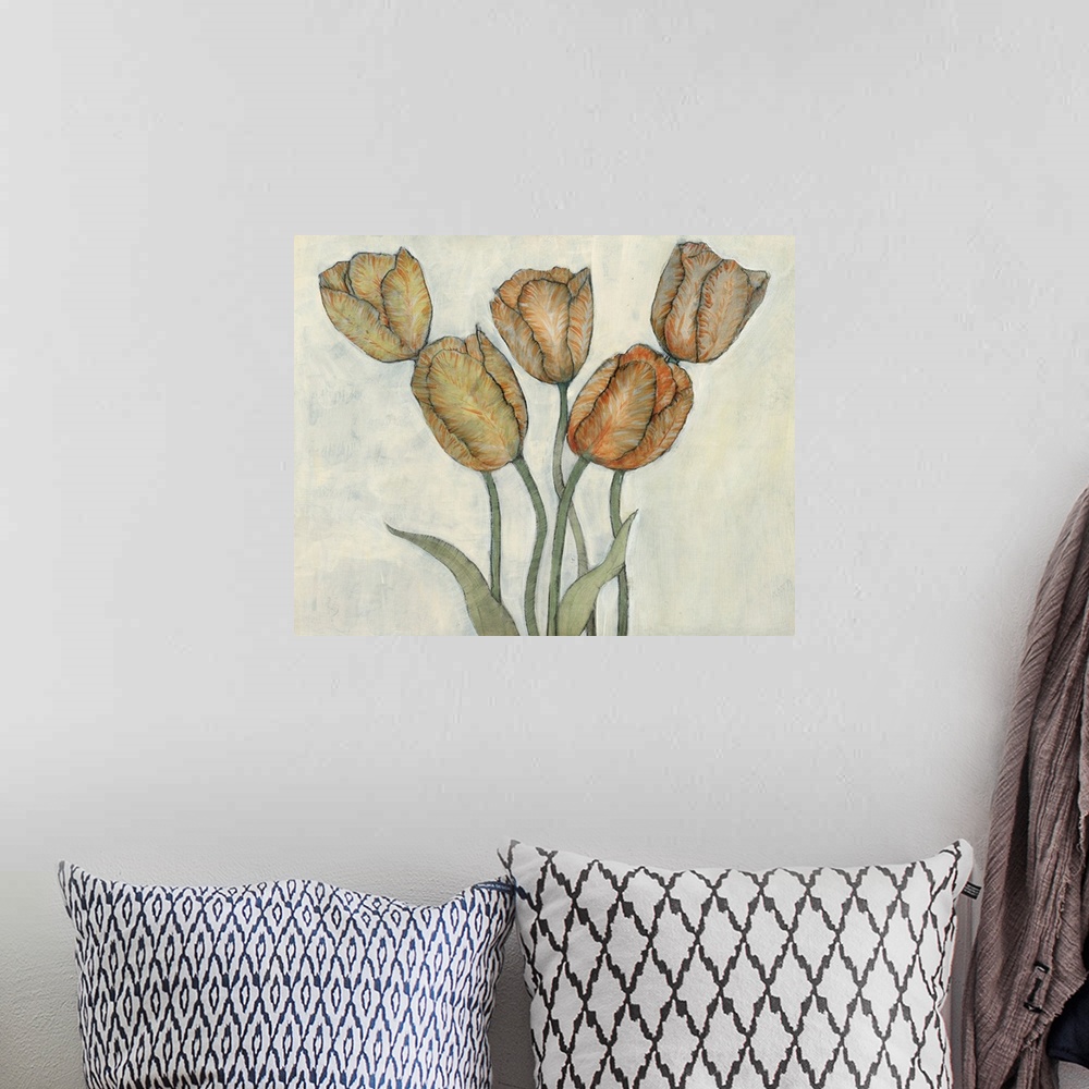 A bohemian room featuring Tulip Floral Study II