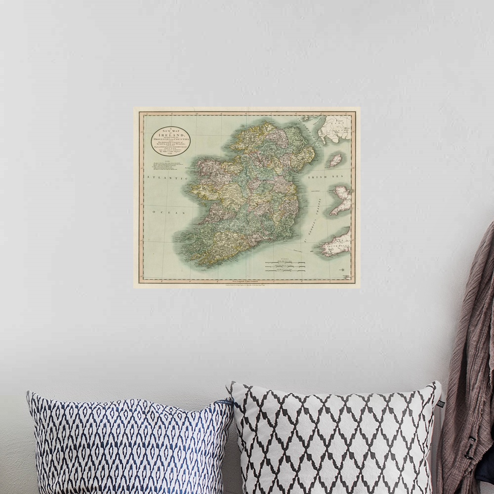 A bohemian room featuring Vintage Map of Ireland