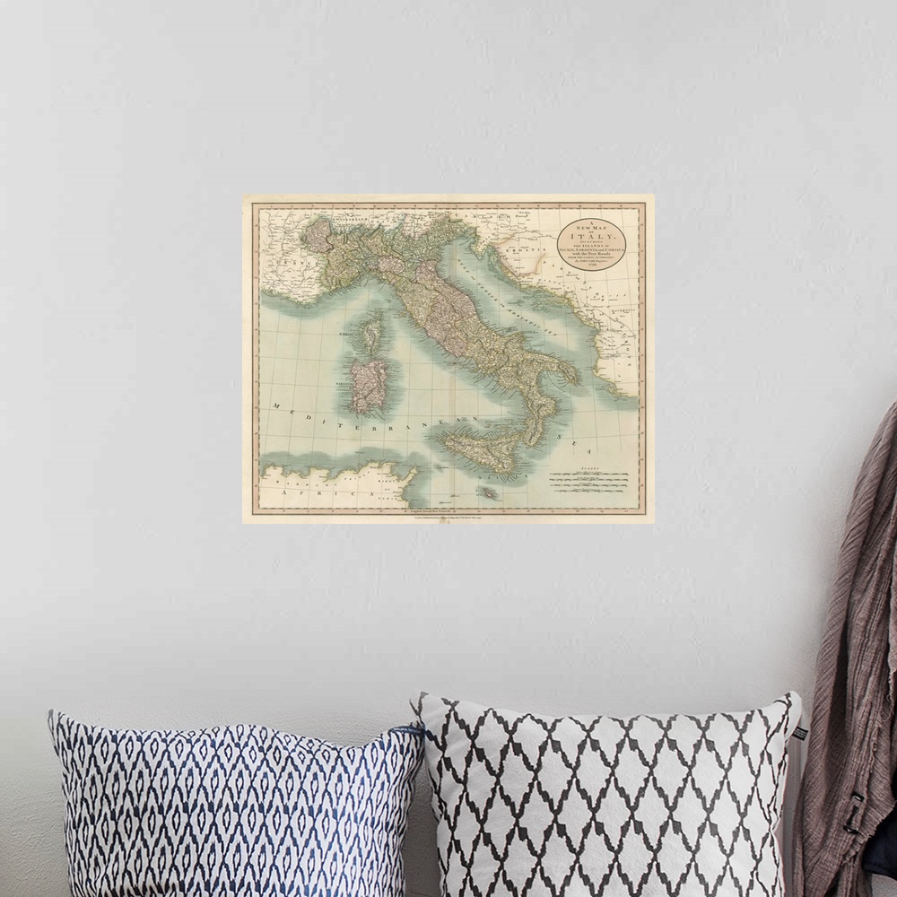 A bohemian room featuring Vintage Map of Italy