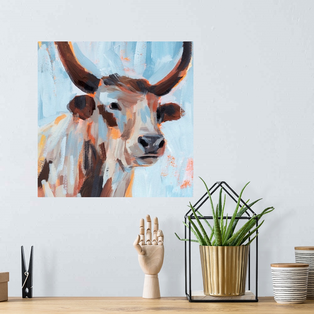A bohemian room featuring Vivid Cattle I