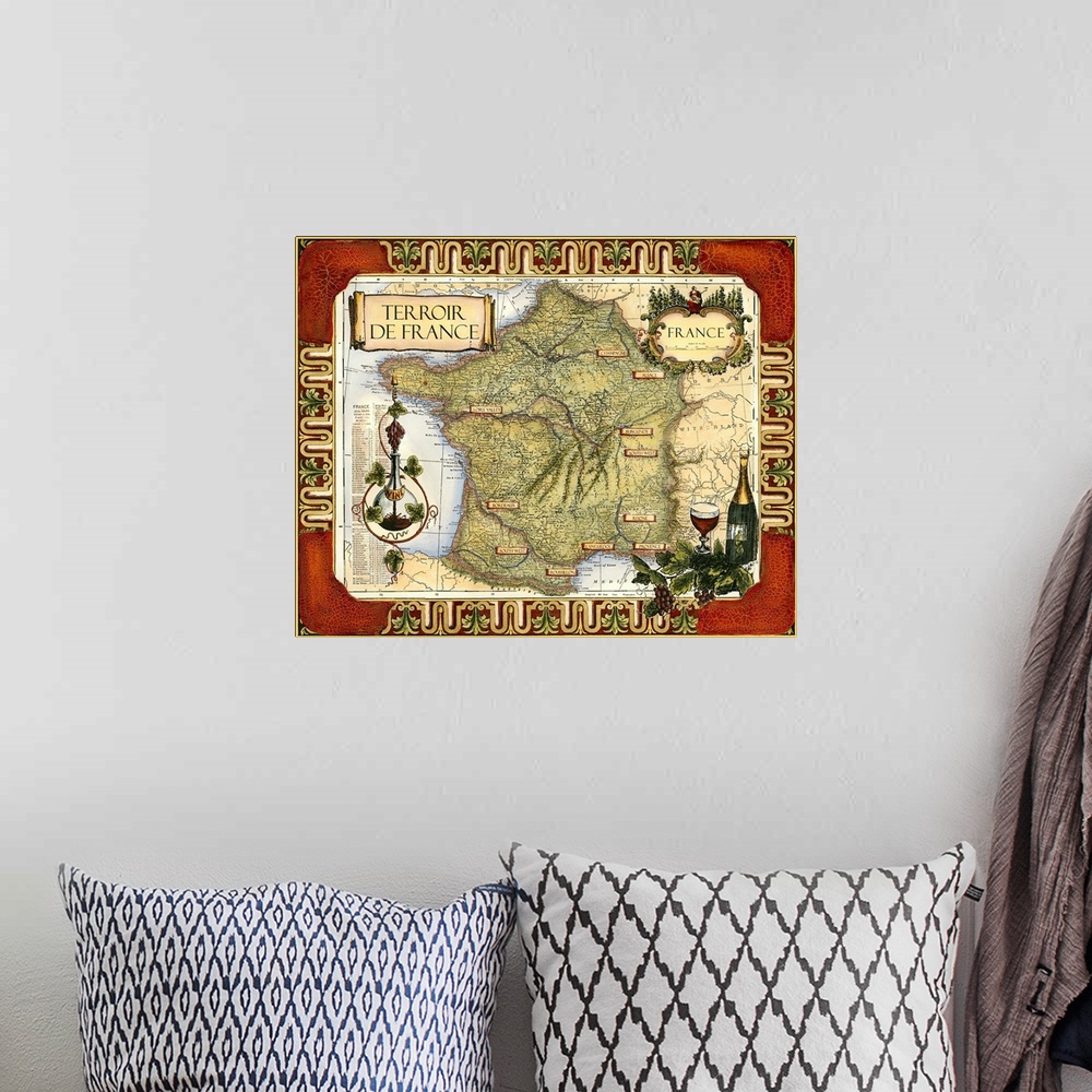 A bohemian room featuring Wine Map of France on CGP