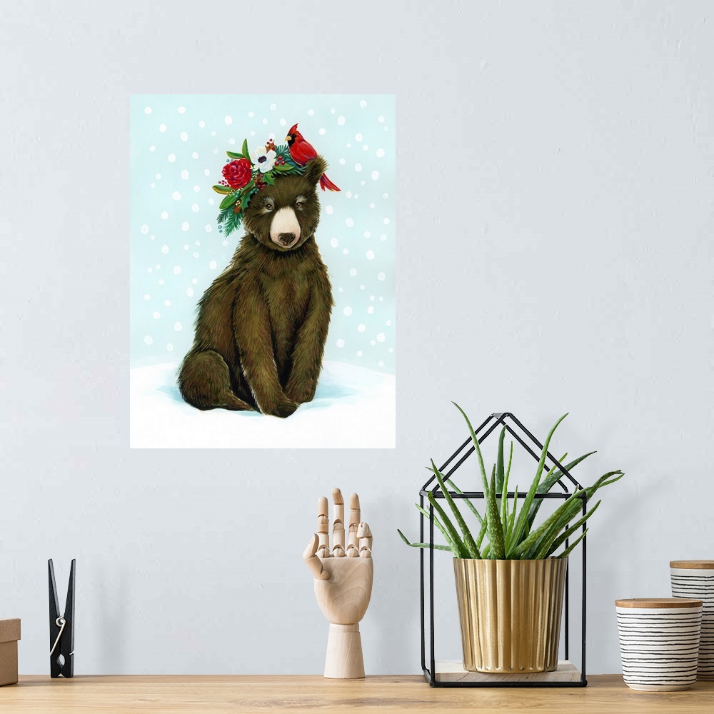 A bohemian room featuring Winter Woodland Creatures With Cardinals I