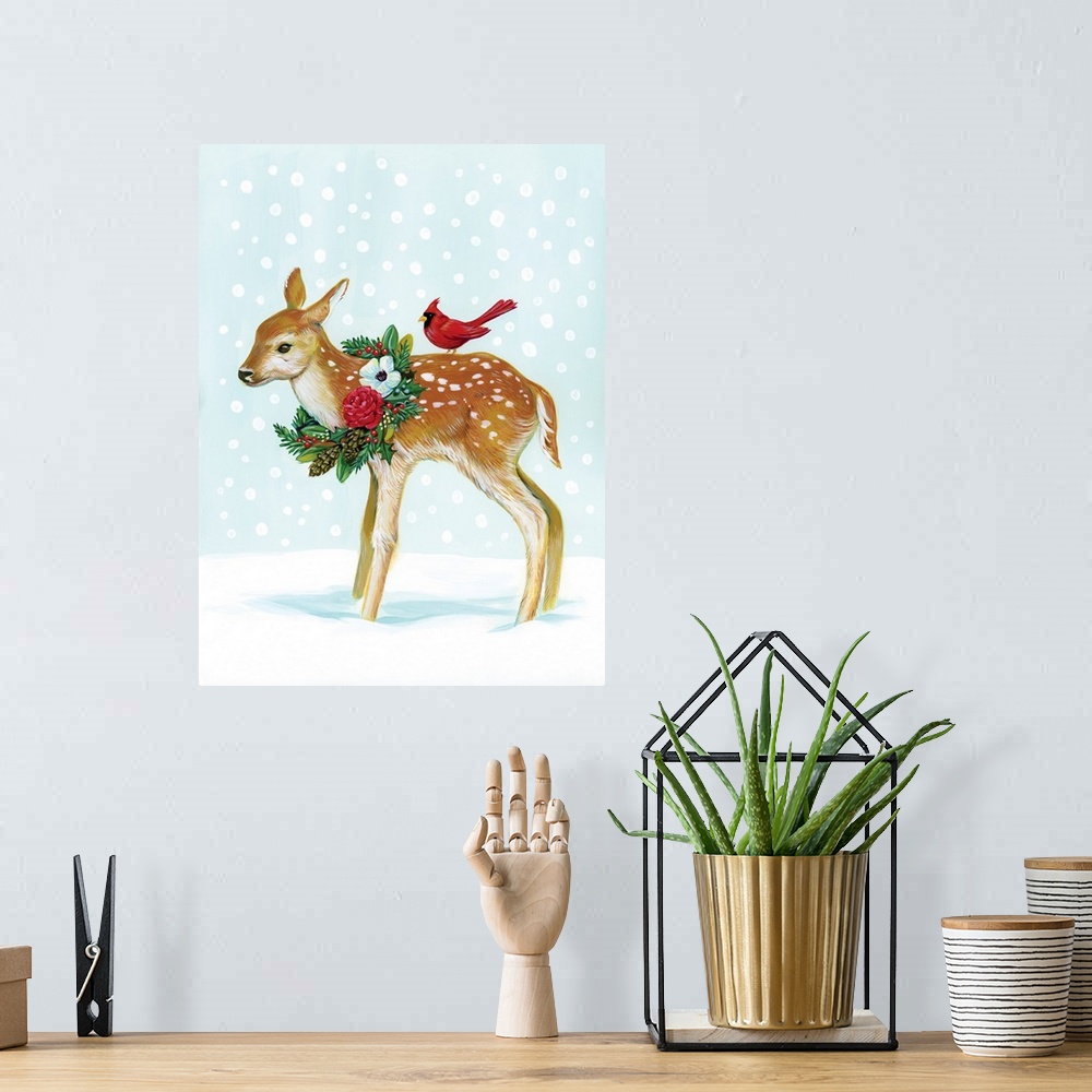 A bohemian room featuring Winter Woodland Creatures With Cardinals II