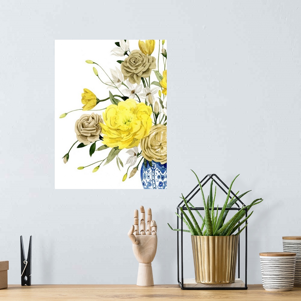 A bohemian room featuring Yellow And Ultramarine Bouquet I