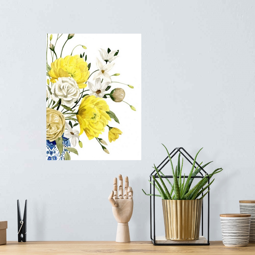A bohemian room featuring Yellow And Ultramarine Bouquet II